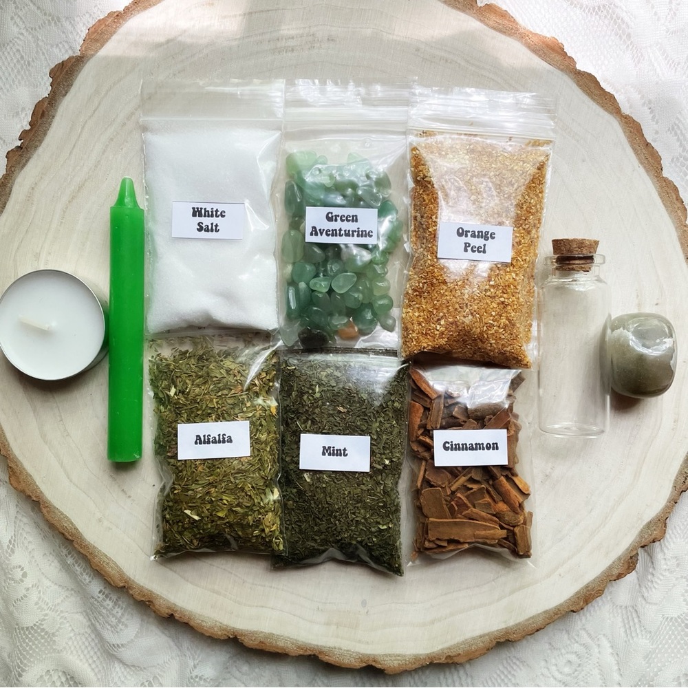 Large Money Spell Kit Herbs Crystals Candles Spell Magic Witchcraft Wiccan